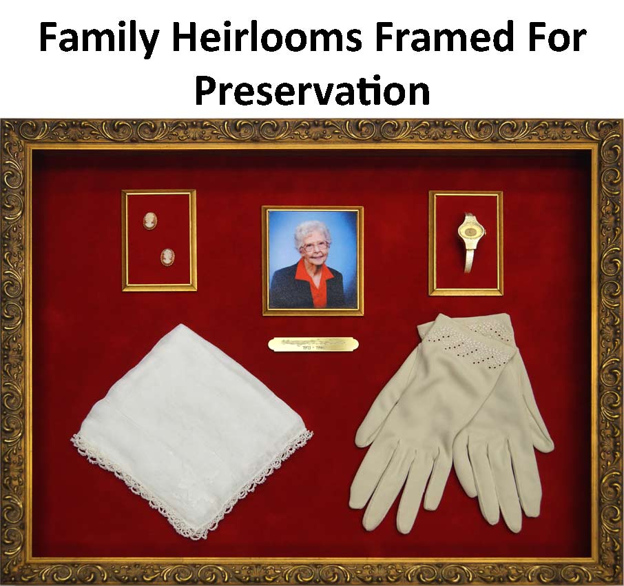 Example of Family Heirlooms Framed For Preservation